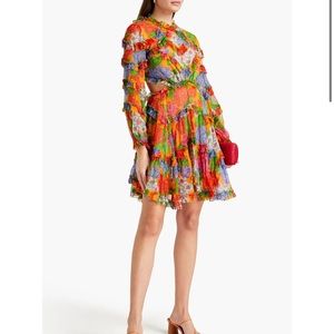 ZIMMERMANN SZ 0 Riders Frill cutout floral-print silk-crepon mini dress